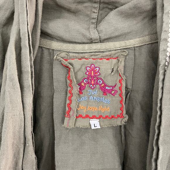 Johnny Was JWLA Petra Embroidered Olive Linen Duster Vest - Picture 4 of 9